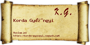 Korda Gyöngyi névjegykártya